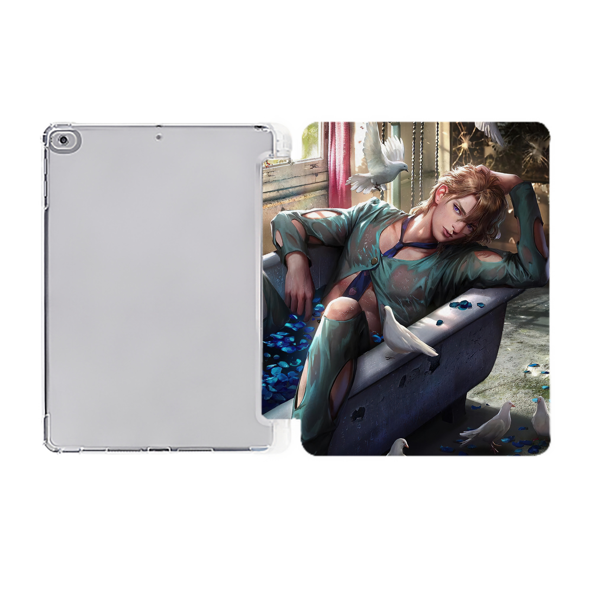 （画像用） ジョジョの奇妙な冒険 JoJo's Bizarre Adventure IPad ケース ペン収納付き 三つ折りスタンド PUレザー×シリコン 対応機種9.5/10.5/10.9インチ